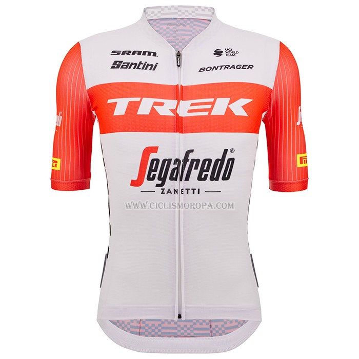 2023 Ropa Ciclismo Trek Segafredo Naranja Blanco Mangas Cortas y Culotte Corto